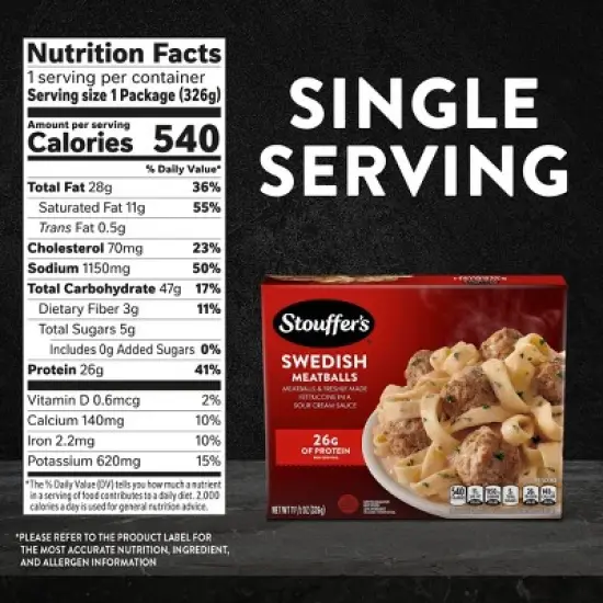 Stouffer's Swedish Meatballs Frozen Meal - 11.5oz image {6}