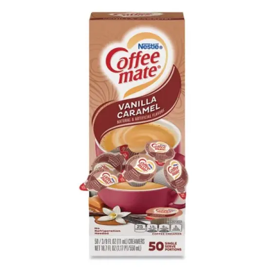 Coffee mate Liquid Coffee Creamer, Vanilla Caramel, 0.38 oz Mini Cups, 50/Box image {6}