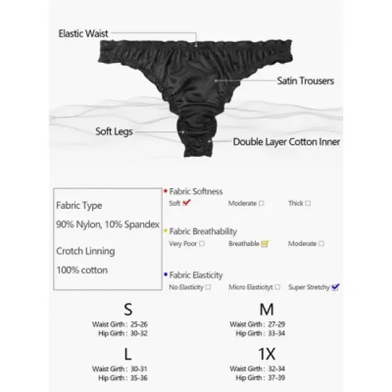 Agnes Orinda Women's Satin Soft Mid-Rise Ruffle Hipster Thong Lingerie Underwear image {4}