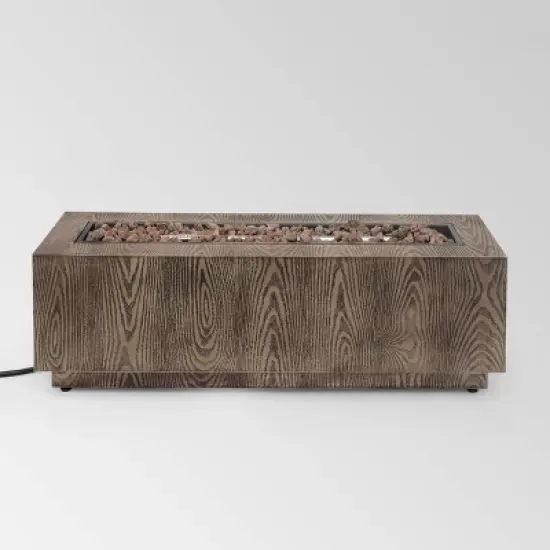 Wellington 48" Rectangular Iron Gas Fire Pit with Tank Holder - Brown - Christopher Knight Home image {10}