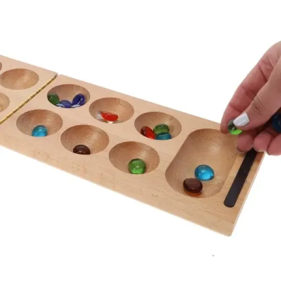 WE Games Solid Wood Folding Mancala Board Game - 18 in., Fun Games for Family Game Night, Family Games, Travel Games for Adults, Home Decor, Living image {1}