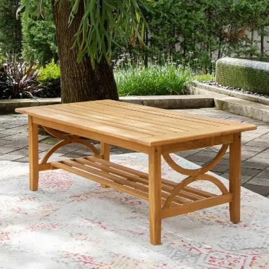Cambridge Casual 5pc Carmel Teak Wood Outdoor Patio Conversation Set with Tan Cushions image {6}