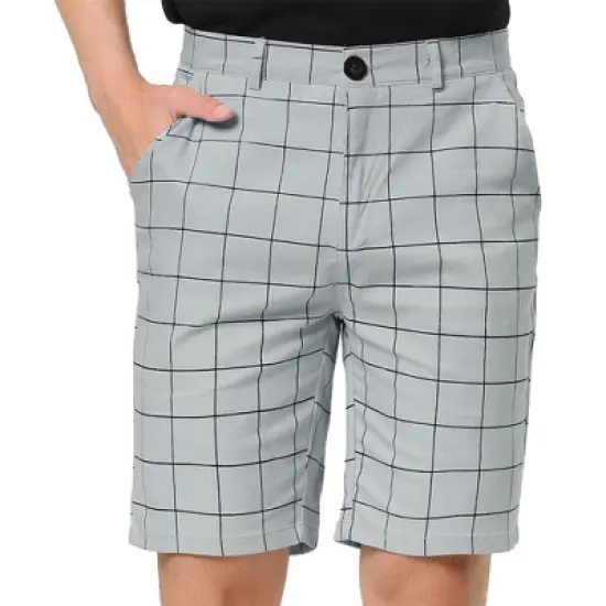 Lars Amadeus Men's Summer Plaid Shorts Slim Fit Flat Front Dress Checked Short Pants image {7}
