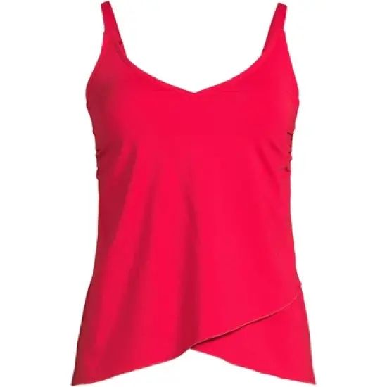 Lands' End Women's Chlorine Resistant V-Neck Tulip Hem Tankini Swimsuit Top with Adjustable Straps image {4}