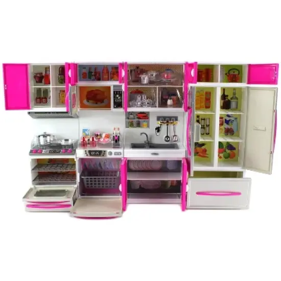 Ready! Set! Play! Link Little Princess Modern Full Deluxe Kitchen Playset Comes With Refrigerator, Stove, Sink, Microwave image {1}