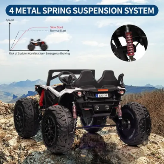 24V 2-Seater Kids UTV - Remote Control, 17" Tires, LED Lights & Music, 2-Speed (Ages 3-8) image {2}