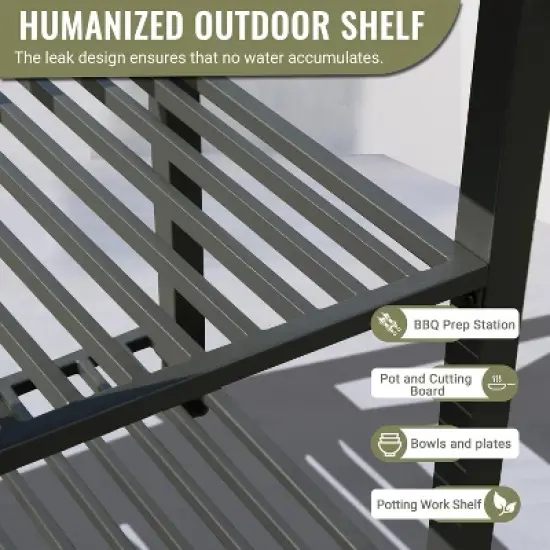 CLIHOME Outdoor Aluminum Freestanding Kitchen Storage Island with Double Storage Rack image {3}