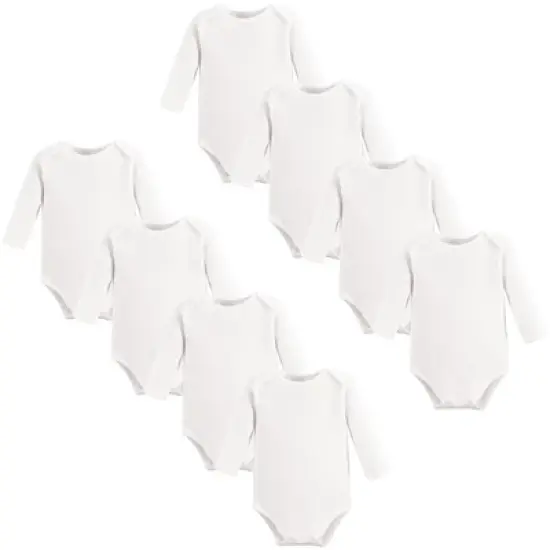 Touched by Nature Organic Cotton Long-Sleeve Bodysuits 8pk, White image {1}