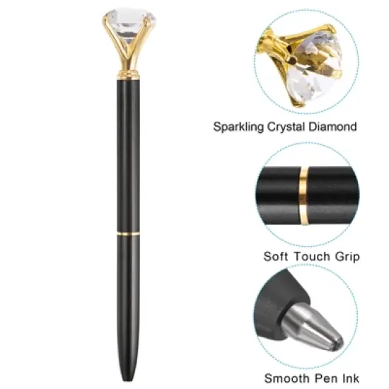 Unique Bargains Metal Sleek Design Medium Point Elegant Crystal Diamond Ballpoint Pen 6 Pcs image {3}