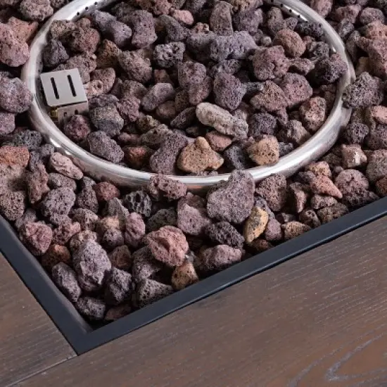 Ellington Outdoor Wood Patterned Square Gas Fire Pit - Brown - Christopher Knight Home image {2}