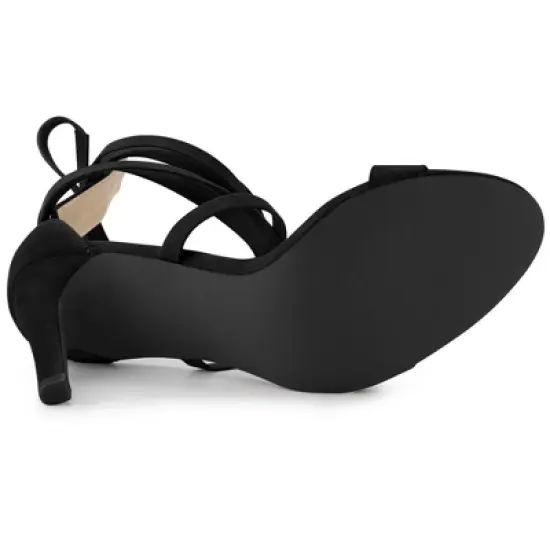 Allegra K Women's Open Toe Stiletto Heel Lace Up Heels image {5}