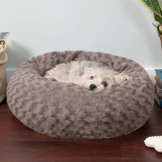 FurHaven Deep Dish Curly Fur Plush Donut Dog Bed image {2}