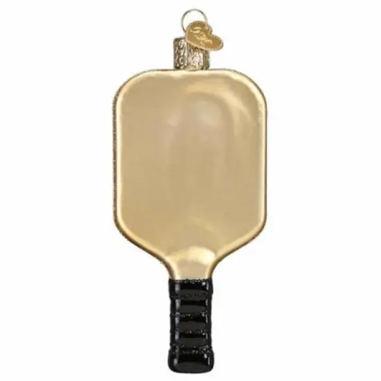 Old World Christmas Pickleball Paddle  -  One Glass Ornament 3.75 Inches -  Backyard Game  -  44158  -  Glass  -  Gold image {1}