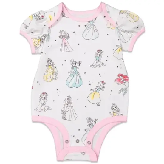 Disney Princess Ariel Cinderella Belle 3 Pack Short Sleeve Bodysuits  image {2}
