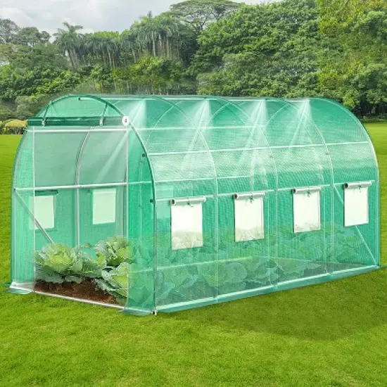 Premium Outdoor Greenhouse 8.2x6.6x6.6FT, Upgraded Heavy Duty Portable Walk in Frame, Large Garden Plant Hot Hoop House for Outdoors，Green image {2}
