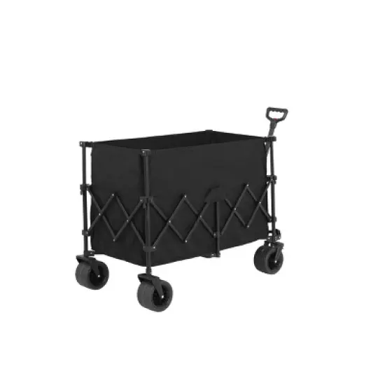 YONWAY Collapsible Wagon 220lbs with Big Wheels,Heavy Duty 300L Folding Utility Garden Cart with Big All-Terrain Beach Wheels & Drink Holders image {1}
