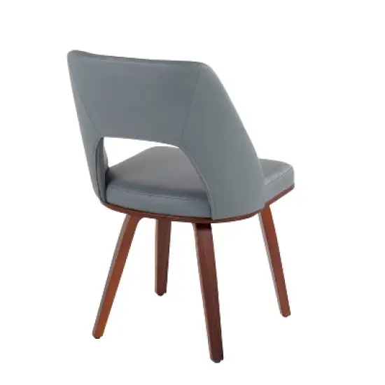 Set of 2 Triad Bamboo/Faux Leather Upholstered Dining Chairs Walnut/Gray - LumiSource image {3}