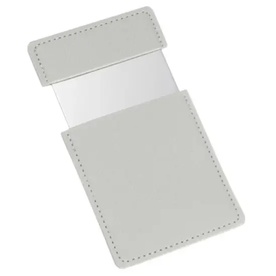 Unique Bargains Stainless Steel Pocket Travel PU Leather Mini Mirror image {10}