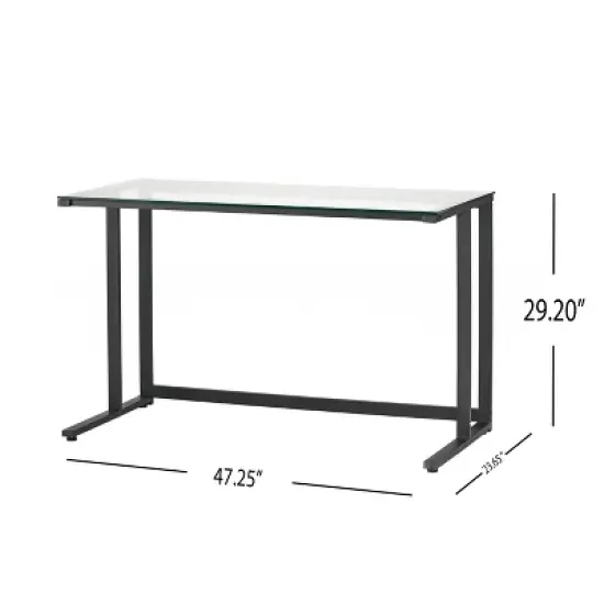 Eghan Glass Computer Desk Black - Christopher Knight Home image {4}
