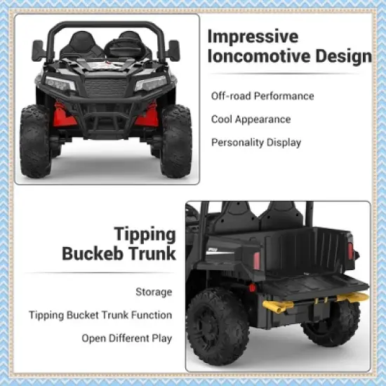 Garvee 24V Kids Ride On Dump Truck with Electric Bed, 2-Seater 4WD Ride Truck w/ Remote Control, Music, LED, Shovel, Gift for Boys & Girls image {3}