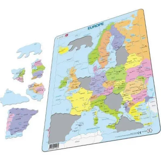 Larsen Puzzles Europe Map Kids Jigsaw Puzzle - 37pc: Geography Travel Educational Paperboard image {1}