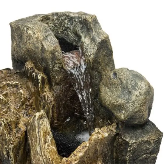 52" Resin Waterfall Tree Trunk Fountain with LED Lights Taupe - Alpine Corporation: Electric, 60-Gallon Capacity, Ground Freestanding image {5}