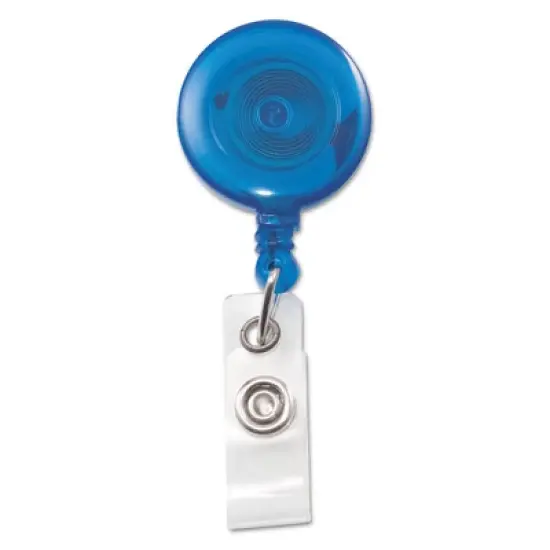 Advantus Translucent Retractable ID Card Reel, 30" Extension, Blue, 12/Pack image {5}