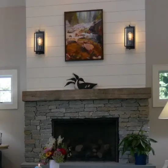 C Cattleya 2-Pack Matte Black Wall Sconce Vanity Light with Clear Glass Pane image {4}