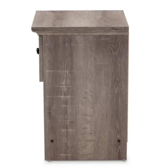Dara 1 Drawer Wood Nightstand Gray/Brown/Black - Baxton Studio image {3}