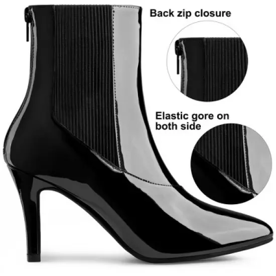 Allegra K Women's Back Zip Stiletto High Heels Ankle Boots image {2}