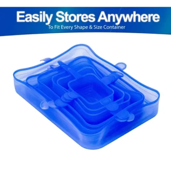 5 Star Super Deals Silicone Stretch Food Lids 6 Rectangular Pack - Reusable Leak Proof Containers Covers for Food Storage & Containers image {4}