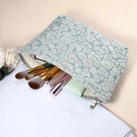 Unique Bargains Canvas Portable Bubble Cloud Zipper Makeup Bag 1 Pc image {2}