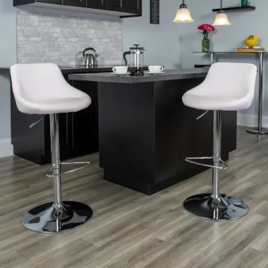 Flash Furniture Contemporary Vinyl Bucket Seat Adjustable Height Barstool with Chrome Base image {7}