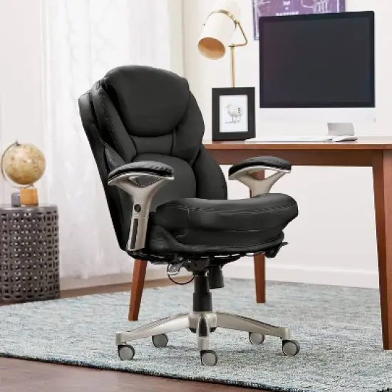 Back N Motion Health & Wellness Managers Chair Black Leather - Serta image {1}