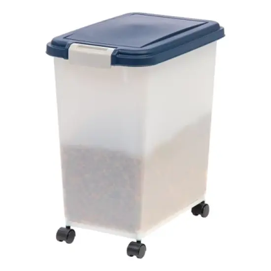 IRIS USA Airtight Pet Food Container with Casters, Navy image {5}