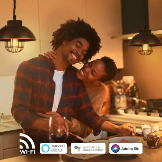 Smart 40W Equivalent Vintage Filament Tunable White LED Wi-Fi Enabled Voice Activated B11 E12 Light Bulb image {4}