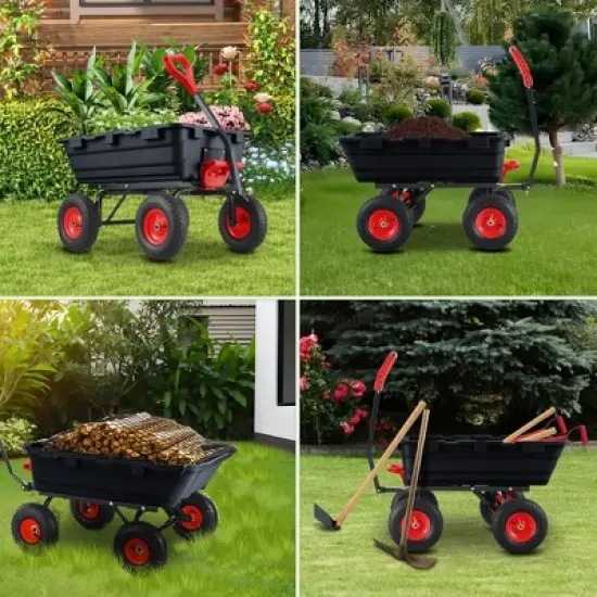 Garden Dump Cart,800lbs Heavy Duty Poly Yard Dump Garden Cart,with 10-Inch Tires,180&iexcl;&atilde;Rotating Handle,Steel Frame and Quick Release System for Garden image {7}