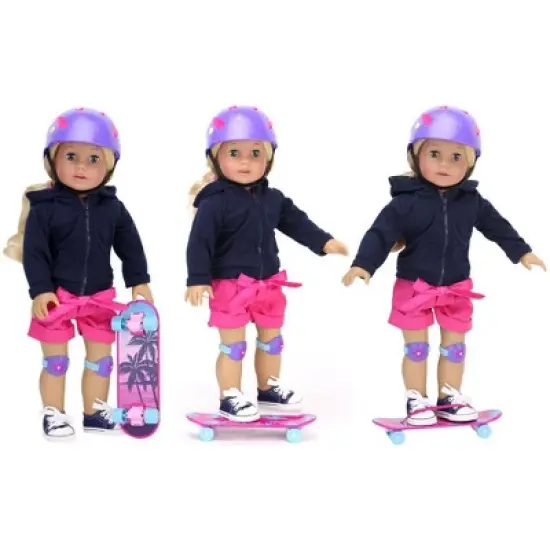 Sophia&rsquo;s Skateboard, Helmet and Knee Pads Set for 18" Dolls, Multicolor image {3}