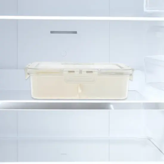 Unique Bargains Rectangle Fridge Food Storage Containers 4 Compartment White Transparent 1 Set image {1}