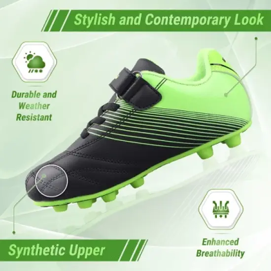 Vizari Loma Firm Ground Soccer Cleats with Hook & Loop Closure for Kids | Ideal for Boys & Girls image {2}