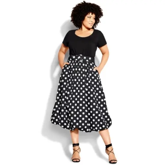 Women's Plus Size Paris Spot Dress - Ivory Spot | CITY CHIC image {6}