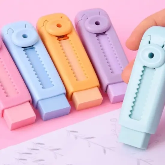 Back to School-HTUTWOO Set of 3 Sliding Retractable Pencil Eraser Cute Erasers -with Dynamic Push-Pull Design,Students School Office Home image {1}