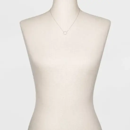 Sterling Silver Pave Cubic Zirconia Circle Chain Necklace - A New Day&trade; Silver/Clear image {1}