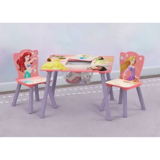 Delta Children Disney Princess Kids' Table and Chair Set with Storage (2 Chairs Included) - Greenguard Gold Certified - 3ct image {1}