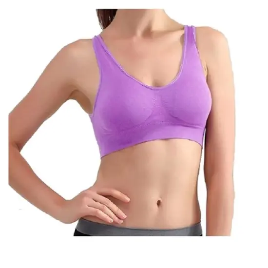 Allegra K Women Seamless Middle Impact Pocket Sport Bra image {4}