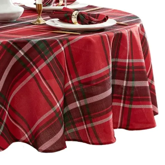 Elrene Pocono Plaid Holiday Fabric Tablecloth - Elrene Home Fashions image {4}