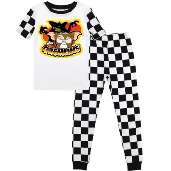 Gremlins Stripe and Gizmo Character Group Checker Pattern Youth Boy's Short Sleeve Pajama Set image {5}