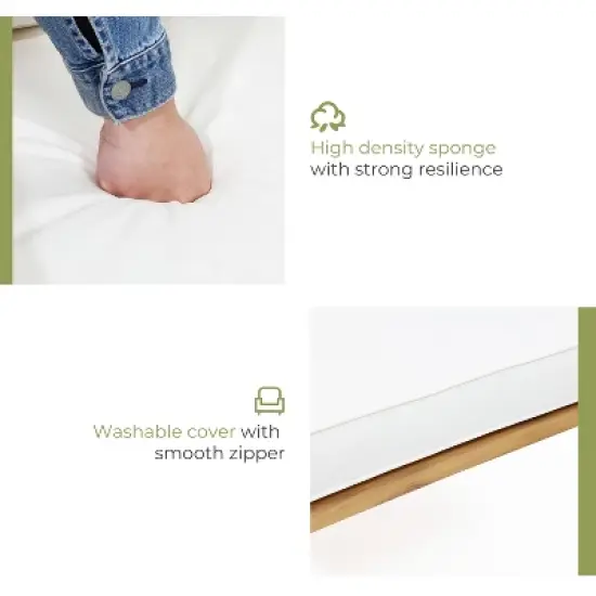 LuxenHome Outdoor Acacia Wood Coffee Table and Loveseat with Cushions image {2}