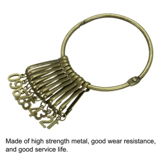 Unique Bargains Key Organizer Keychain Key Management Holder with Digits Buckles Rings for Office 3.2'' Dia Bronze image {2}