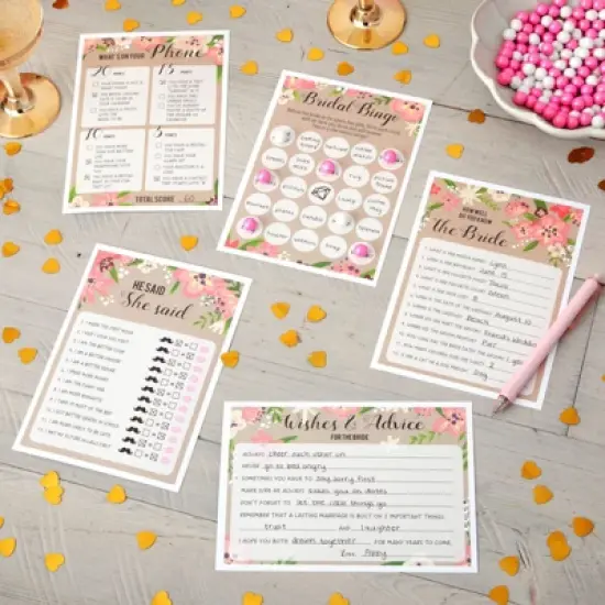 Best Paper Greetings Set of 5 Bridal Shower Games for Engagement Celebrations, Bridal, Bachelorette, Anniversary, Wedding Party, Entertains 50 Guests image {2}